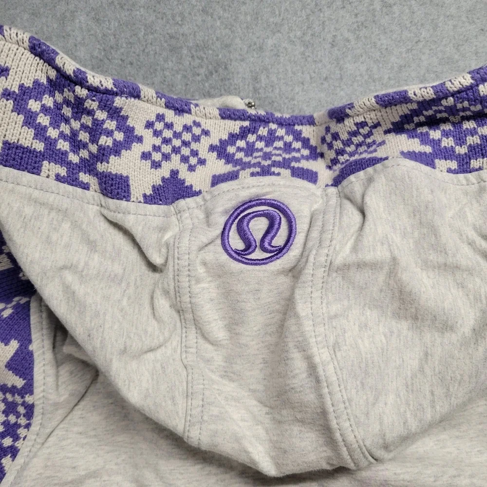 Lululemon RARE Live Simply IKAT‎ Knit Snowflake Snow Apres Ski Scuba Hoodie Sz 6